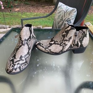 Snake skin ankle booties